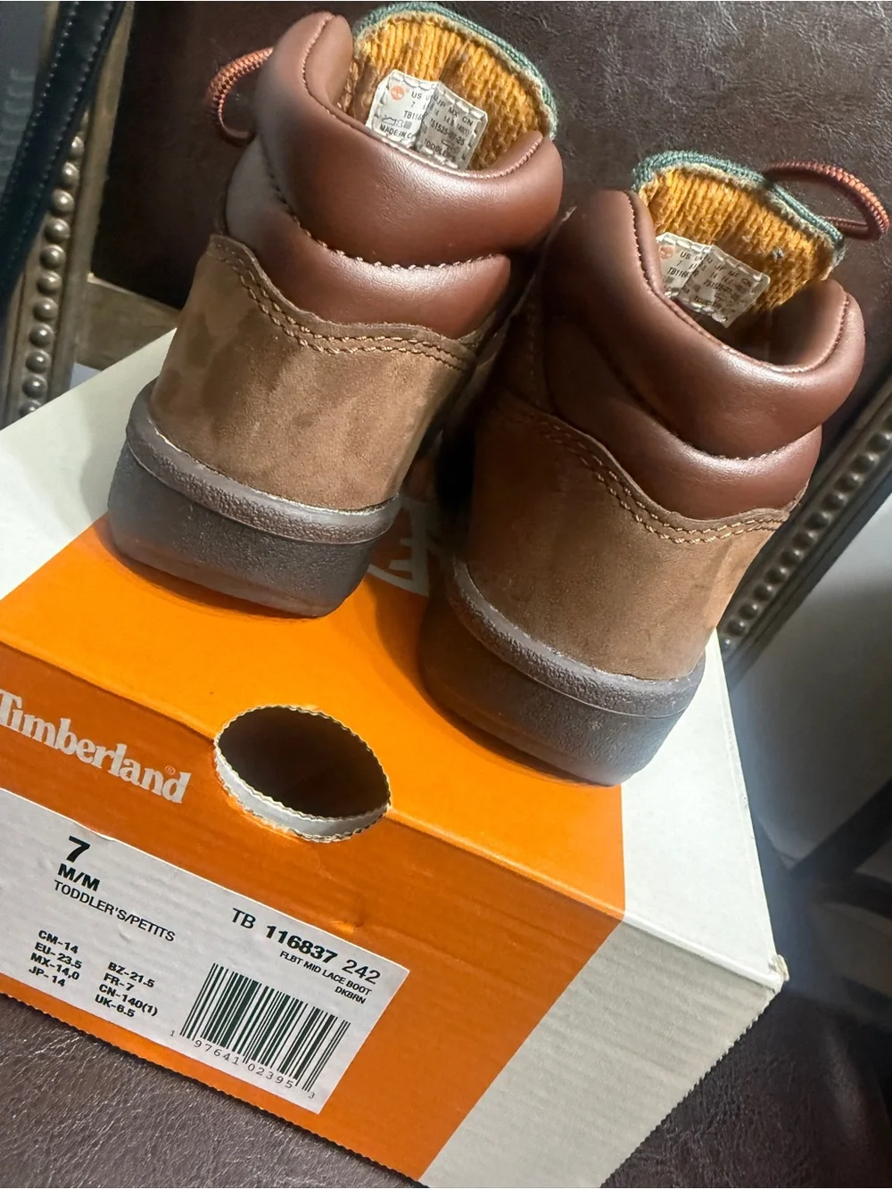Timberland Kids Brown and Green Leather Trail Boots